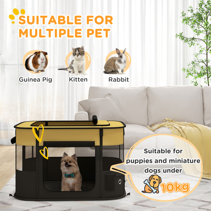 PawHut Foldable Dog Pen with Storage Bag for Indoor/Outdoor Use, Yellow | Aosom UK