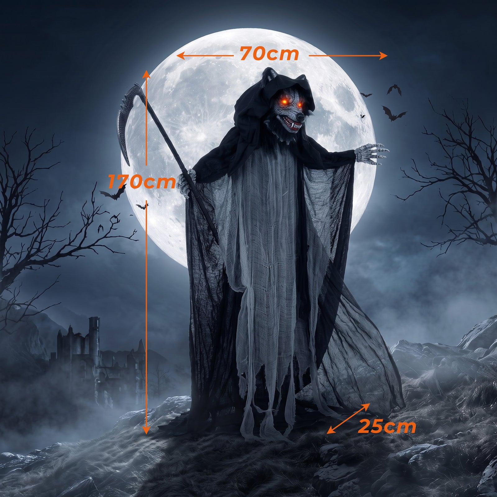 Halloween Standing Werewolf Animated Decoration with Light-Up Eyes, So
