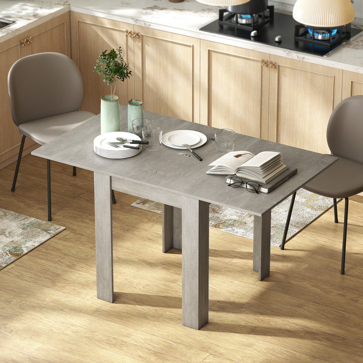 Folding Dining Table for 4-6, Rectangular Extendable Drop Leaf Table f