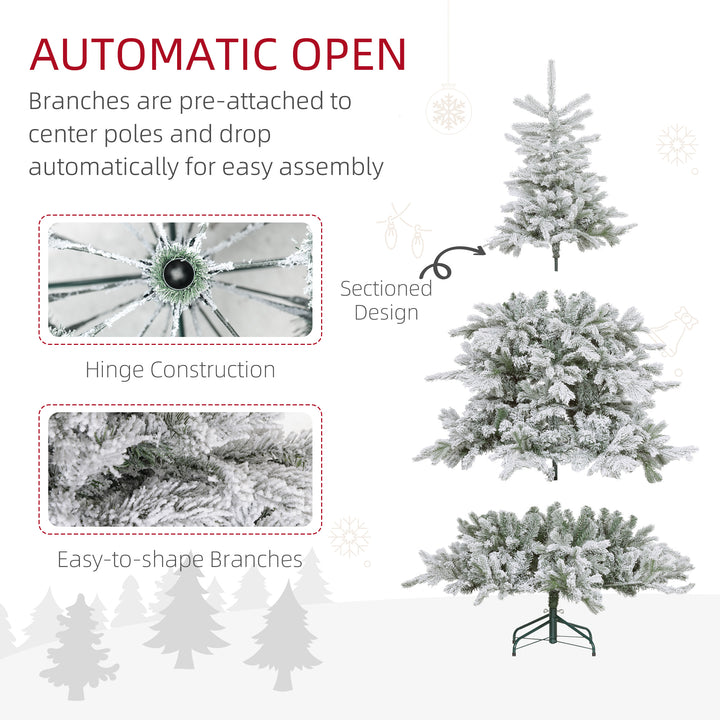 6ft Bushy Snow-Flocked Artificial Christmas Tree, with LED Lights