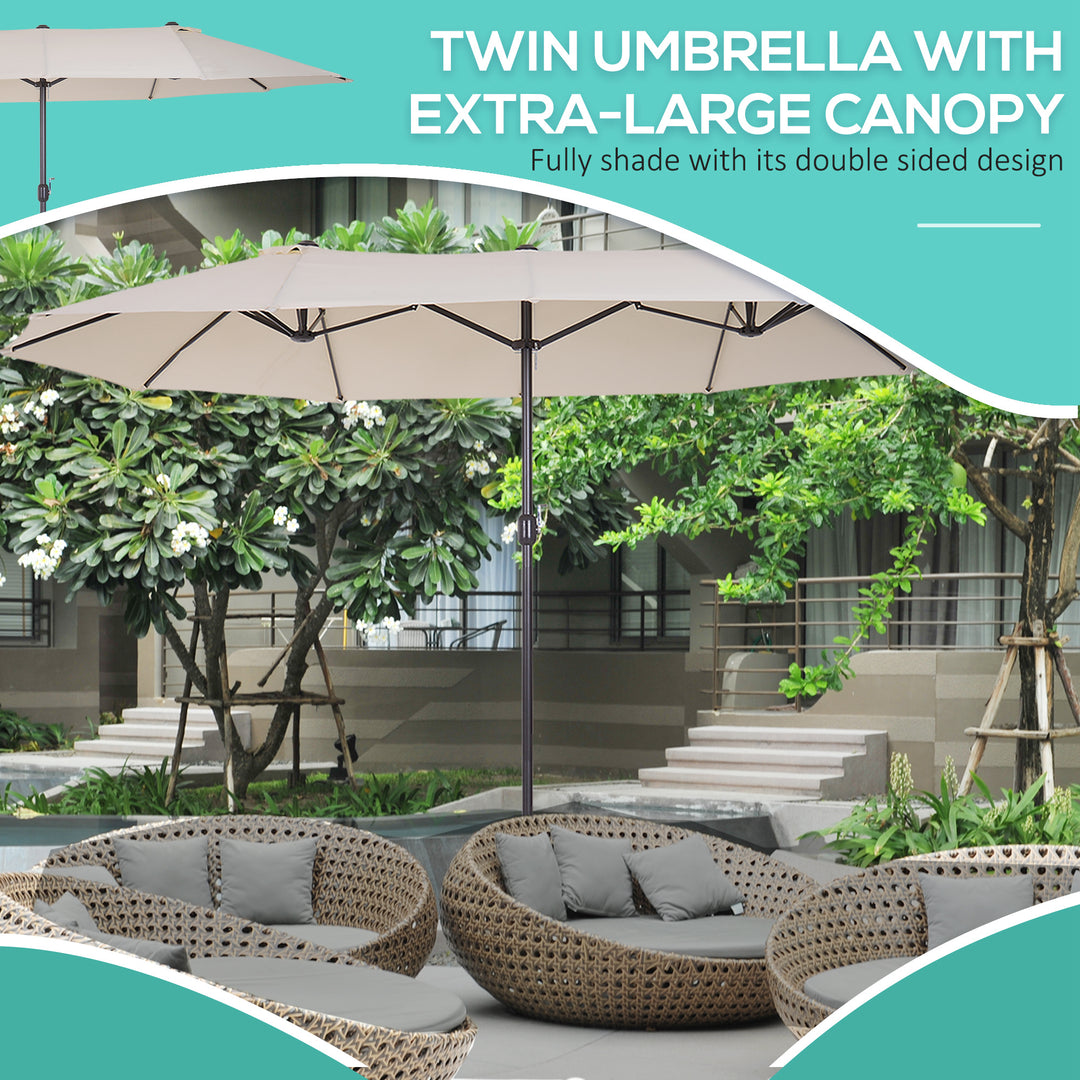 4.6m Double Garden Parasol - Beige