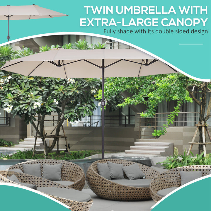 4.6m Double Garden Parasol - Beige