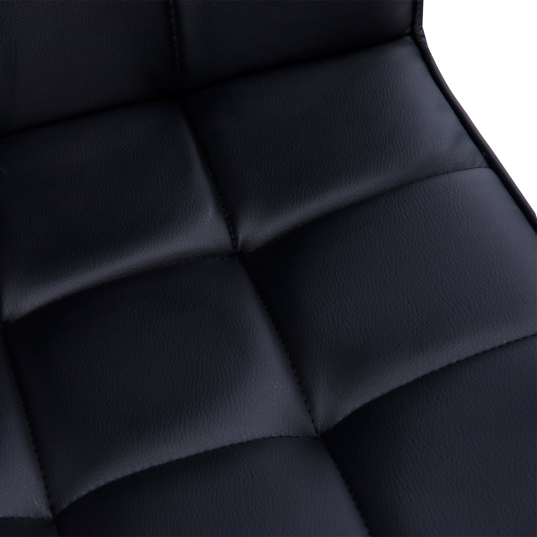 Office Chair, Makeup Vanity Chair, Mid Back Computer Chair, PU Leather Swivel Study Chair with Adjustable Height, Armrest and Rolling Wheels, Black