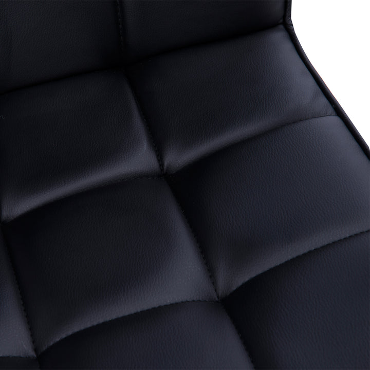 Office Chair, Makeup Vanity Chair, Mid Back Computer Chair, PU Leather Swivel Study Chair with Adjustable Height, Armrest and Rolling Wheels, Black