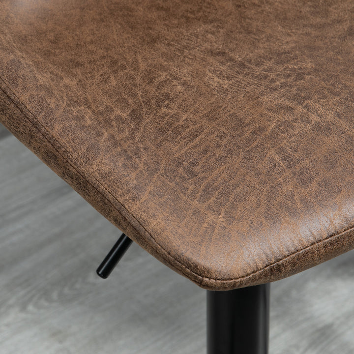 Bar Stools Set of 2, Swivel Counter Height Barstools with Back, Adjustable Bar Chairs, Breakfast Dining Stools for Kitchen Island Counter with Adjustable Steel Footrest & Base, Brown