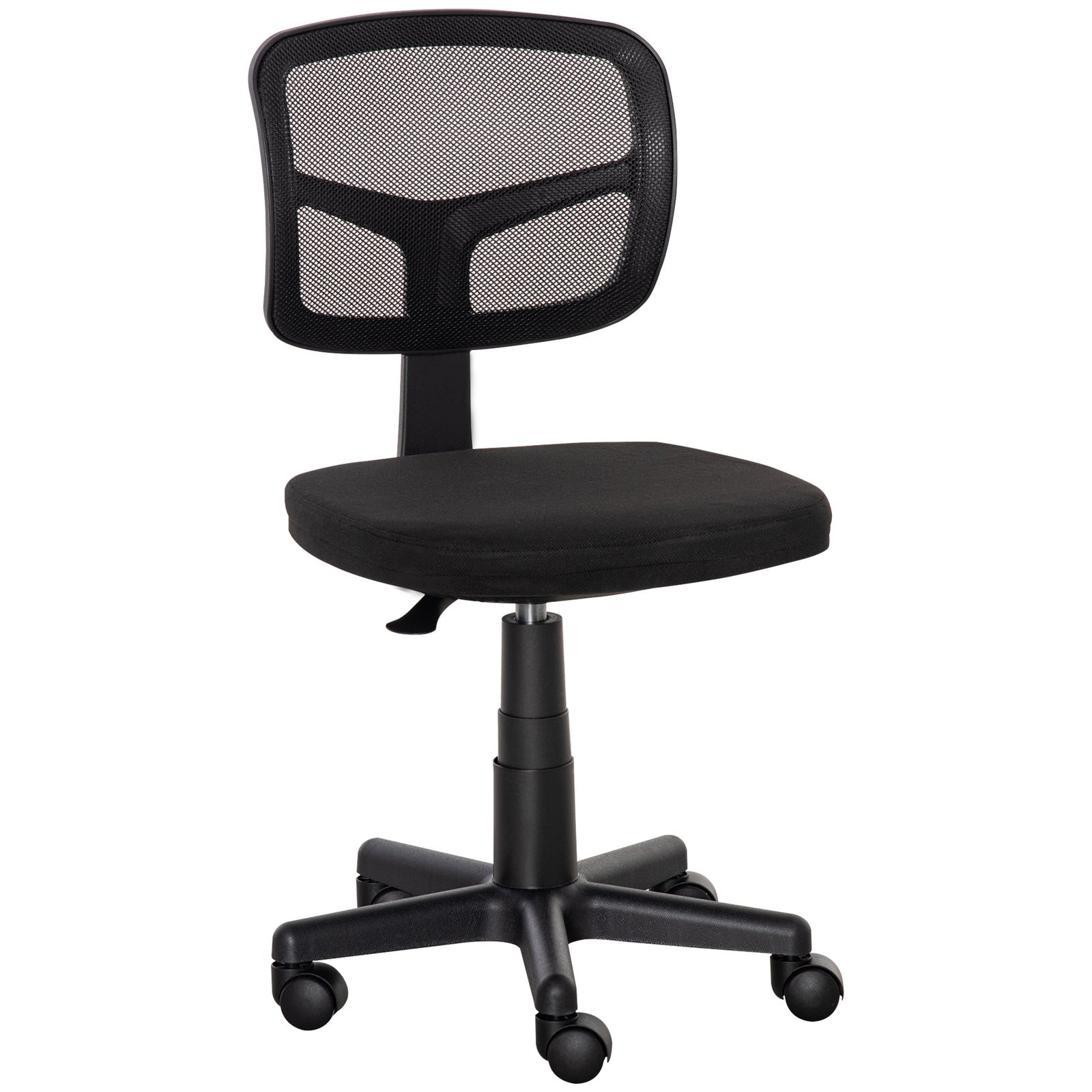 Small Office Chair without Arms, Ergonomic Swivel Mesh Desk Chair with Curved Back and Wheels, Height Adjustable, for Home Vanity Computer Dressing Table Study Bedroom, Holds Up to 120 kg