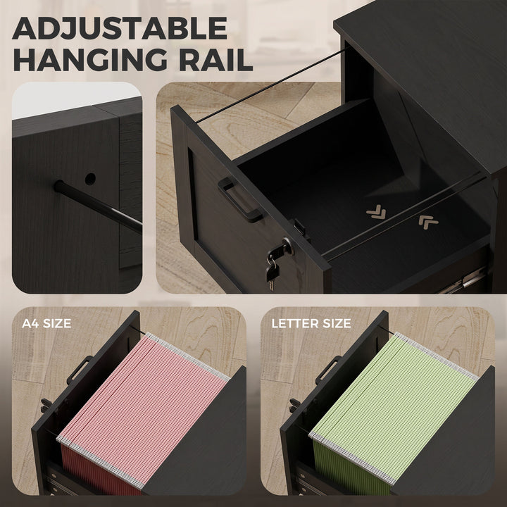 2-Drawer Filing Cabinet with Lock - Black