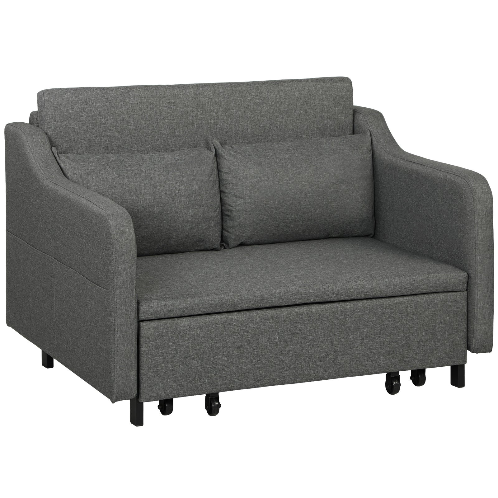 Two-Seater Pull-Out Sofa Bed - Grey