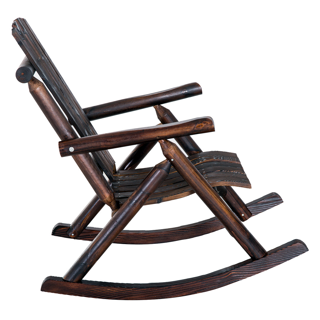 Adirondack Chair Cedar Wood Ergonomic Rocking Chair Porch Rocker Garden Traditional - Burlywood