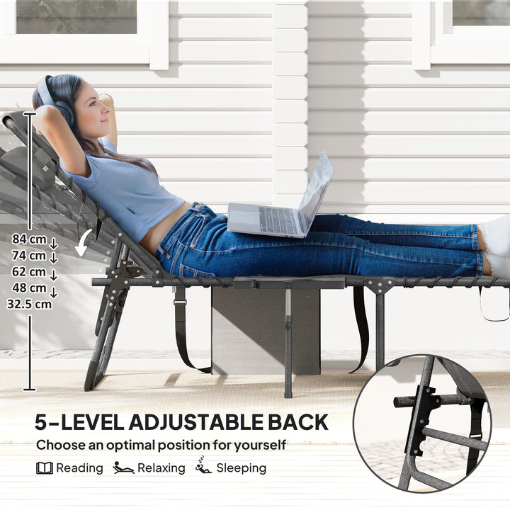 Five-Position Reclining Sun Lounger - Grey