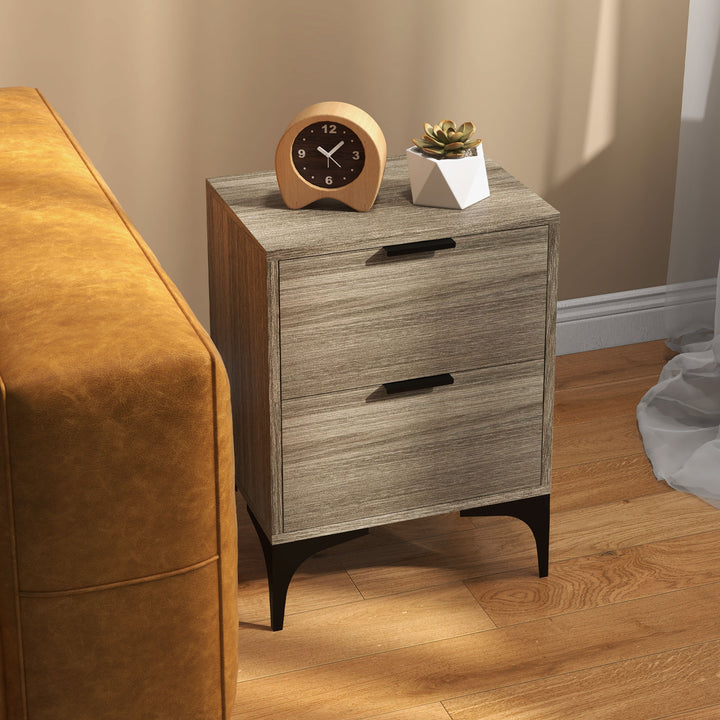 Set of Two Wood Effect Bedside Tables