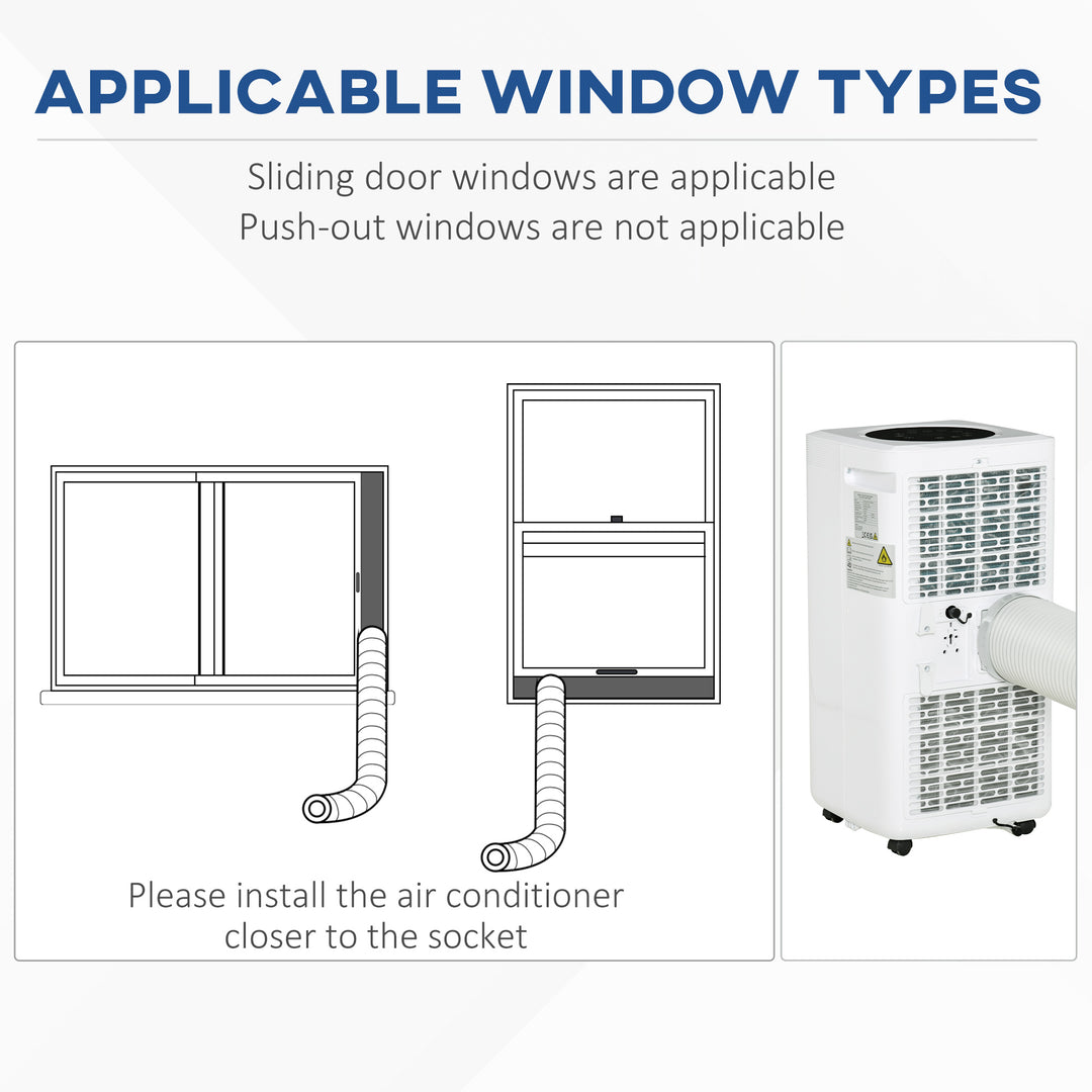 HOMCOM 10000 BTU Air Conditioner Portable AC Unit for Cooling Dehumidifying Ventilating with Remote Controller, LED Display, Timer, White | Aosom UK