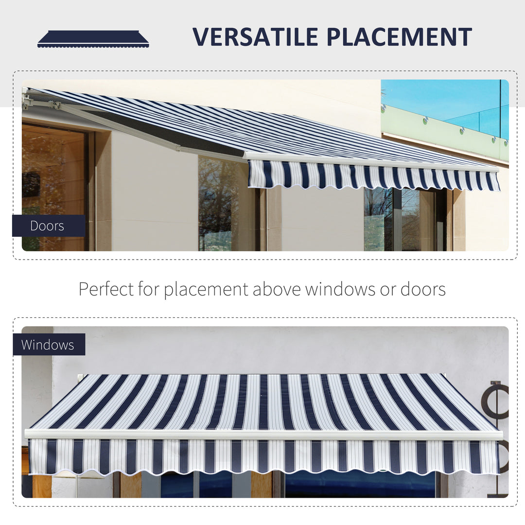 Manual Retractable Awning, 3x2.5 m-Blue/White Stripes