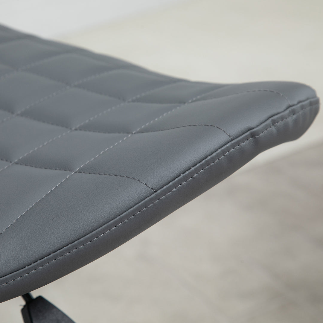 MCL Bar Stools Set of 2 Adjustable Height Swivel Bar Chairs in PU Leather with Backrest & Footrest, Grey