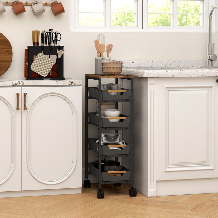 5-Tier Storage Trolley on Wheels
