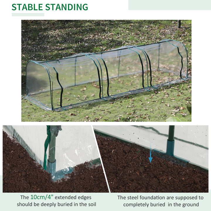 Mini Greenhouse, Small Polytunnel Green House with Zipped Doors, Steel Frame for Garden Patio, 300 x 100 x 80cm, Clear