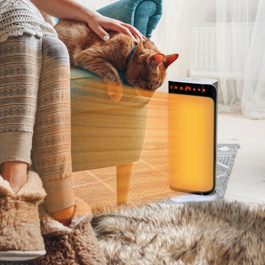 2000W Electric Heater, PTC Ceramic Portable Fan Heater with Overheating & Tip-Over Protection, 8H Timer, 45° Oscillating Heater for Home, Office, Study, Bedroom