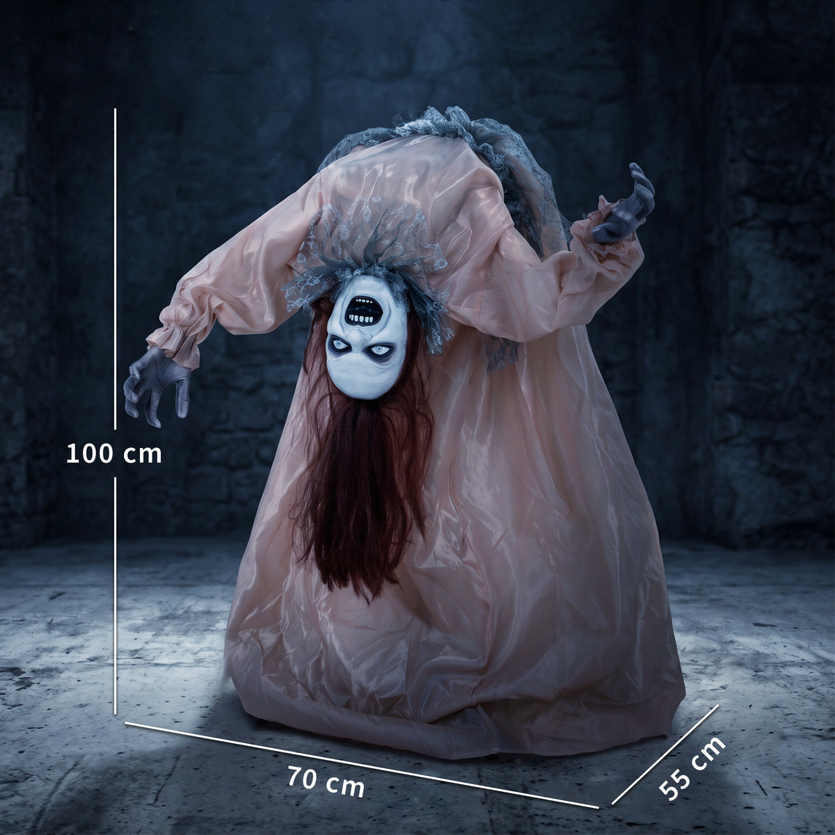 Animated Halloween Ghost, Halloween Animatronics with Creepy Screams, 