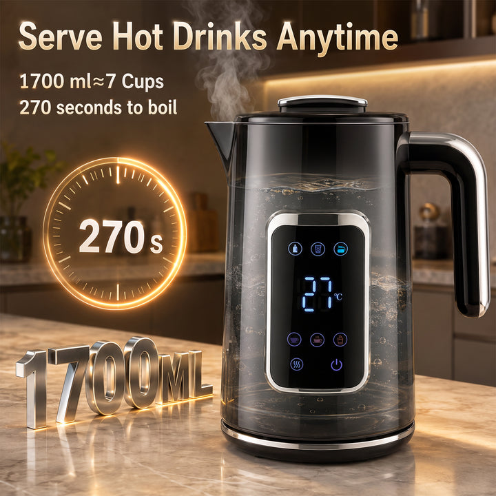 Electric Kettle, 1.7L Fast Boil 3000W Water Kettle with LED Display - view 4