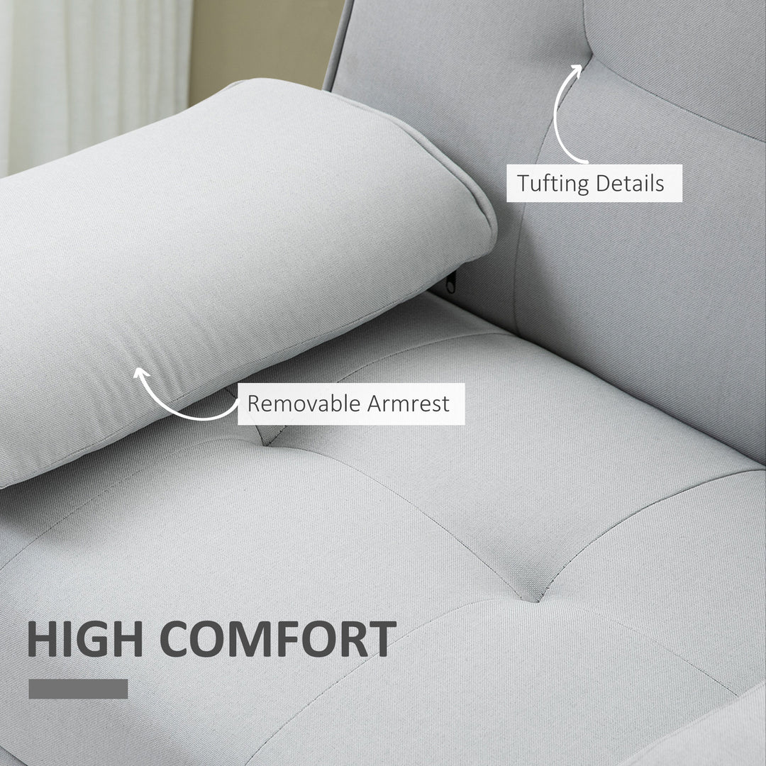 Fabric Click Clack Sofa Bed with 2 Cup Holders, Convertible Futon Settee, Futon Recliner Lounge for Living Room, Spare Room, Bedroom, Grey