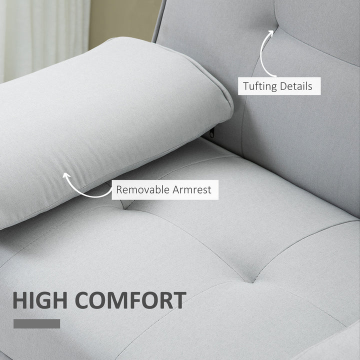 Fabric Click Clack Sofa Bed with 2 Cup Holders, Convertible Futon Settee, Futon Recliner Lounge for Living Room, Spare Room, Bedroom, Grey