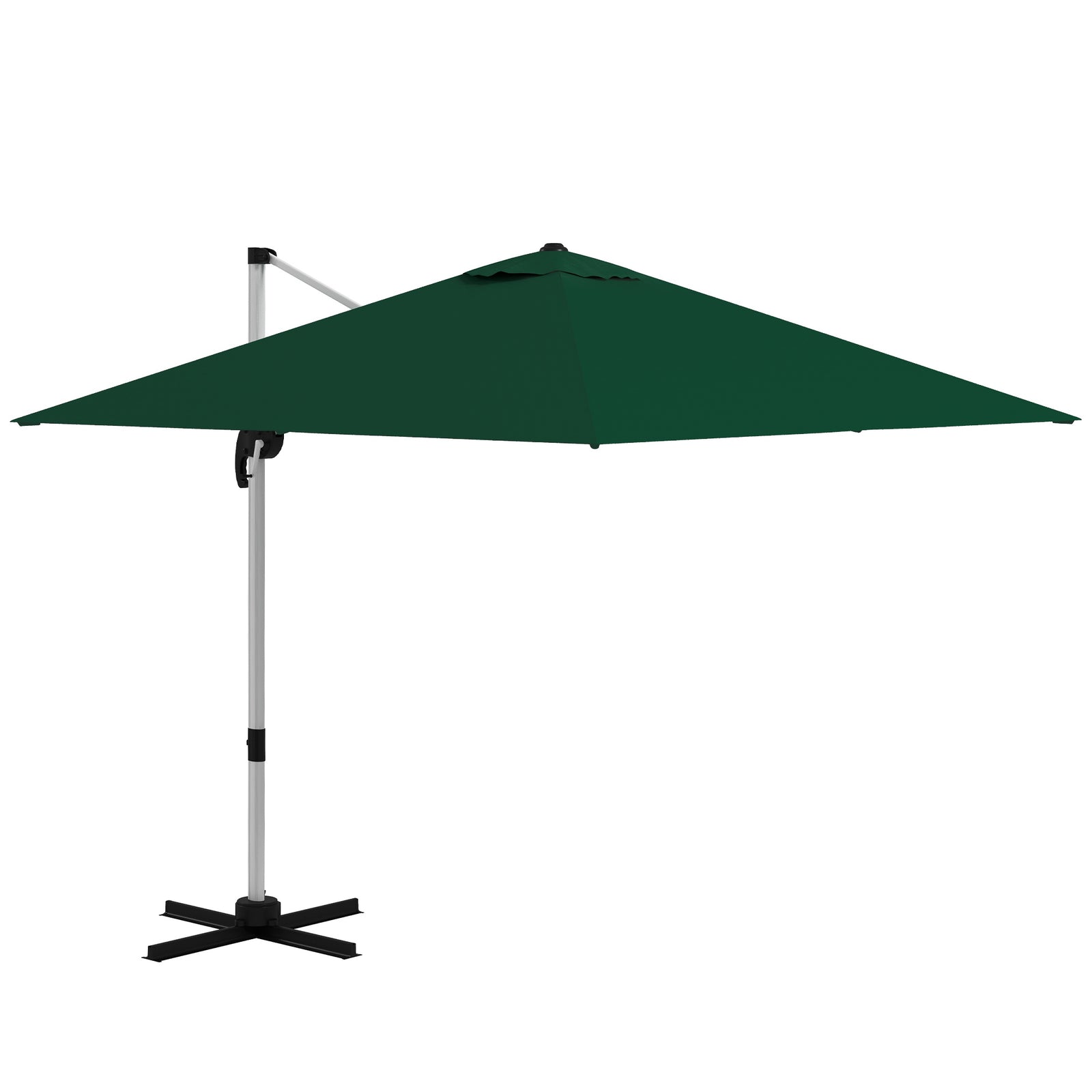 Square Cantilever Garden Parasol, with Five-Position Canopy - Green