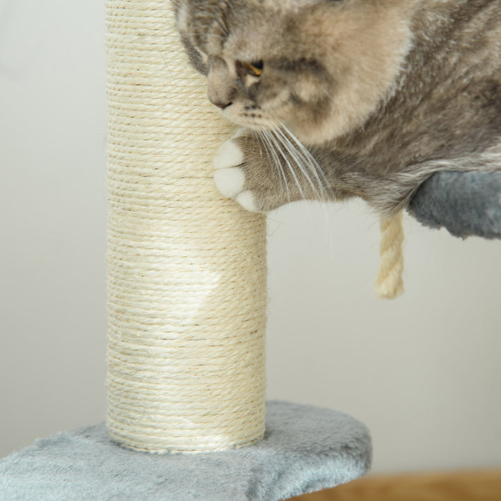 65cm Cat Tree, Cat Tower for Kittens, Small Cat Condo with Sisal Scratching Posts, Hanging Rope, Perches - Grey