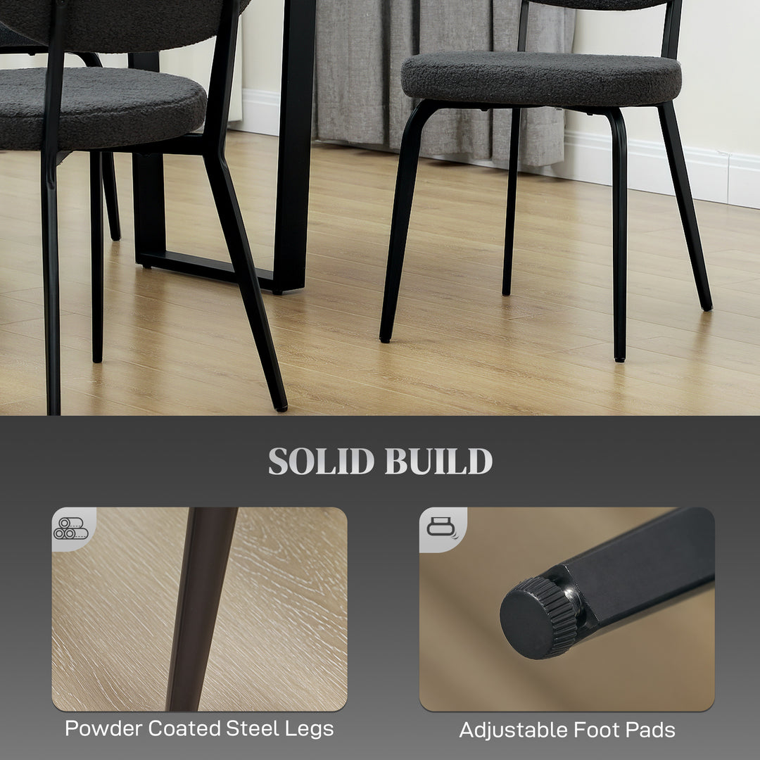 Set of Four Boucle Dining Chairs - Black