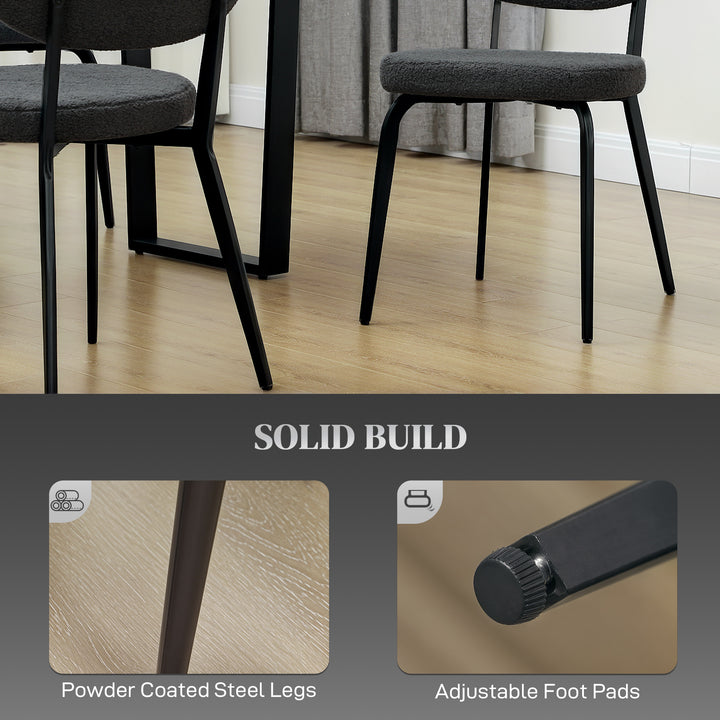 Set of Four Boucle Dining Chairs - Black