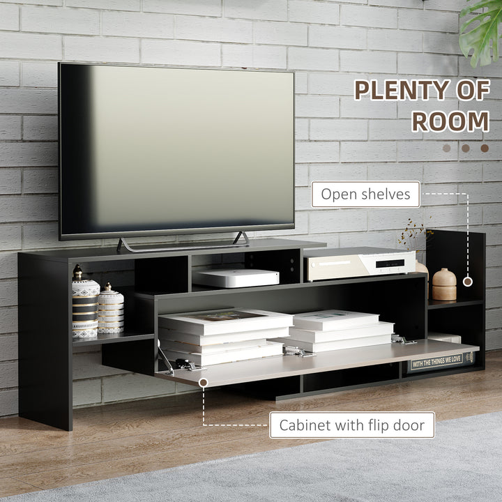 HOMCOM TV Cabinet: Wall-Mounted Media Unit for 65" TVs, Black & Dark Walnut Finish | Aosom UK