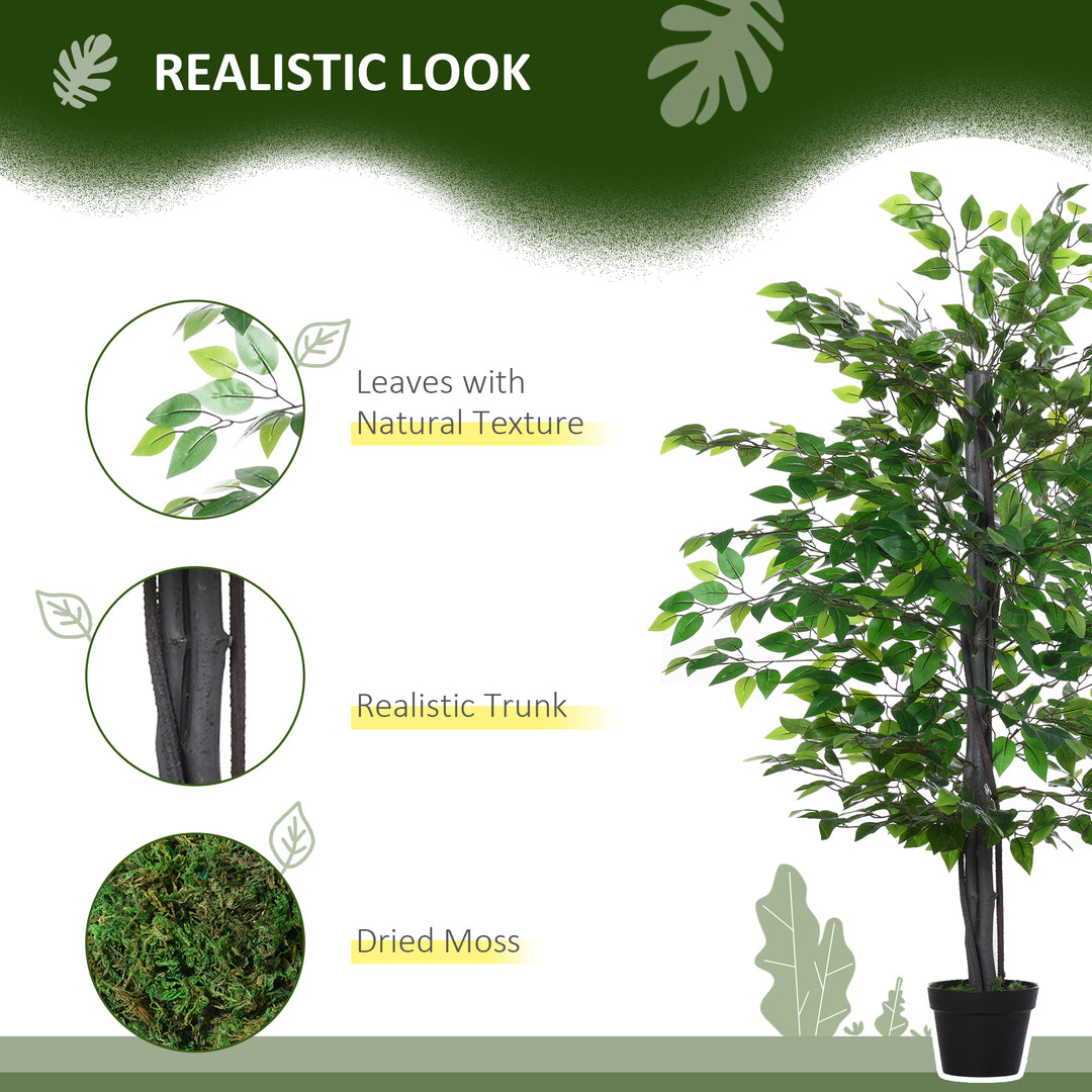 145cm Artificial Banyan Plant Faux Decorative Tree w/ Cement Pot Vibrant Greenery Shrubbery Indoor Outdoor Accessory