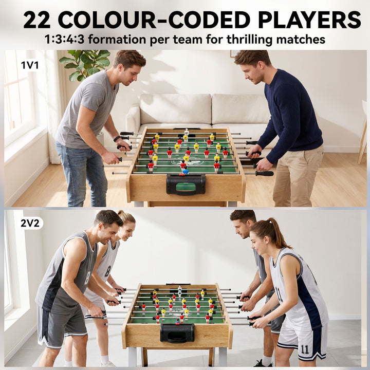 4ft Table Football, Foosball Game Table with 22 Players, 2 Balls and M