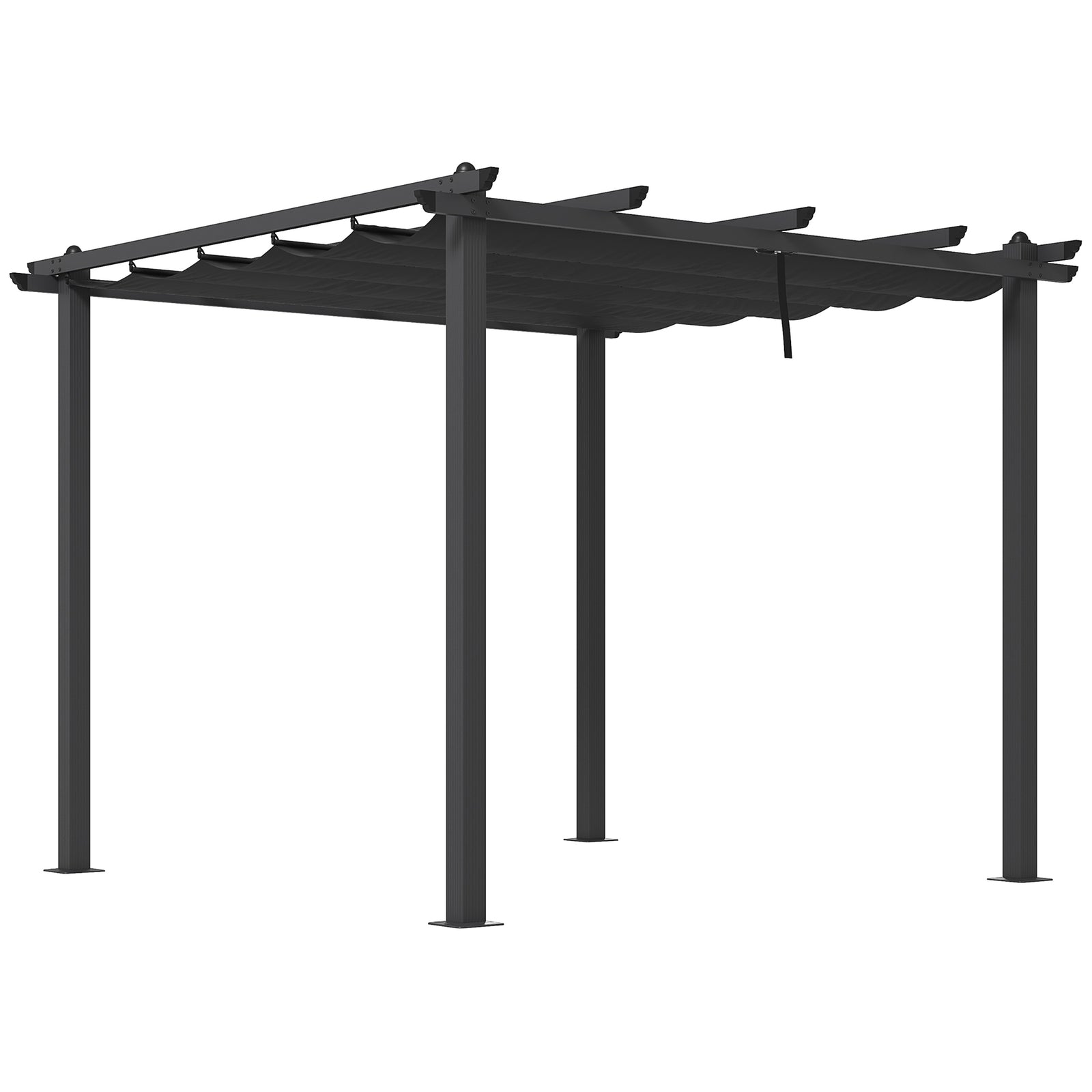 3 x 3m Aluminium Pergola, with Retractable Roof - Dark Grey