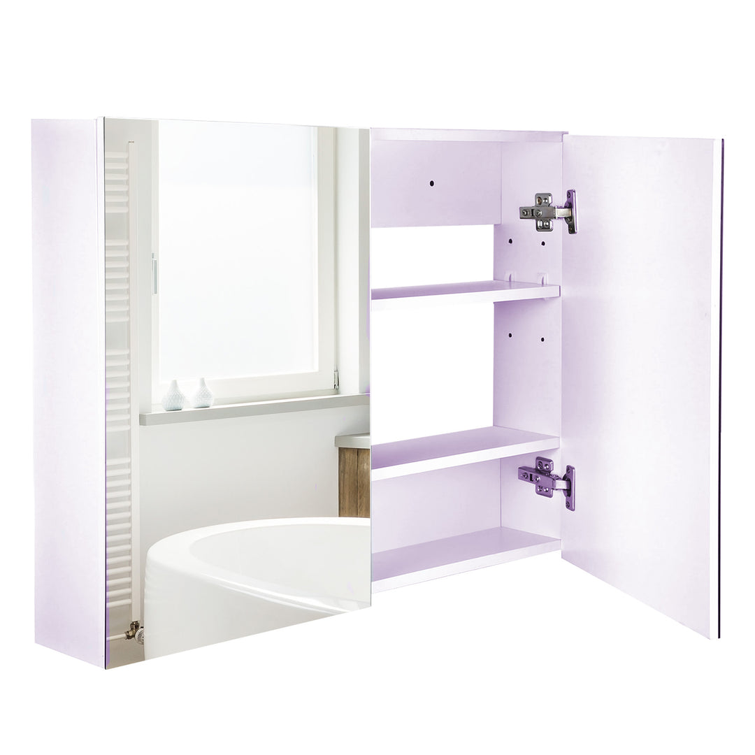 80 x 15 cm Double Door Bathroom Mirror Cabinet - White
