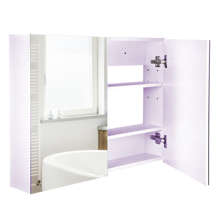 80 x 15 cm Double Door Bathroom Mirror Cabinet - White