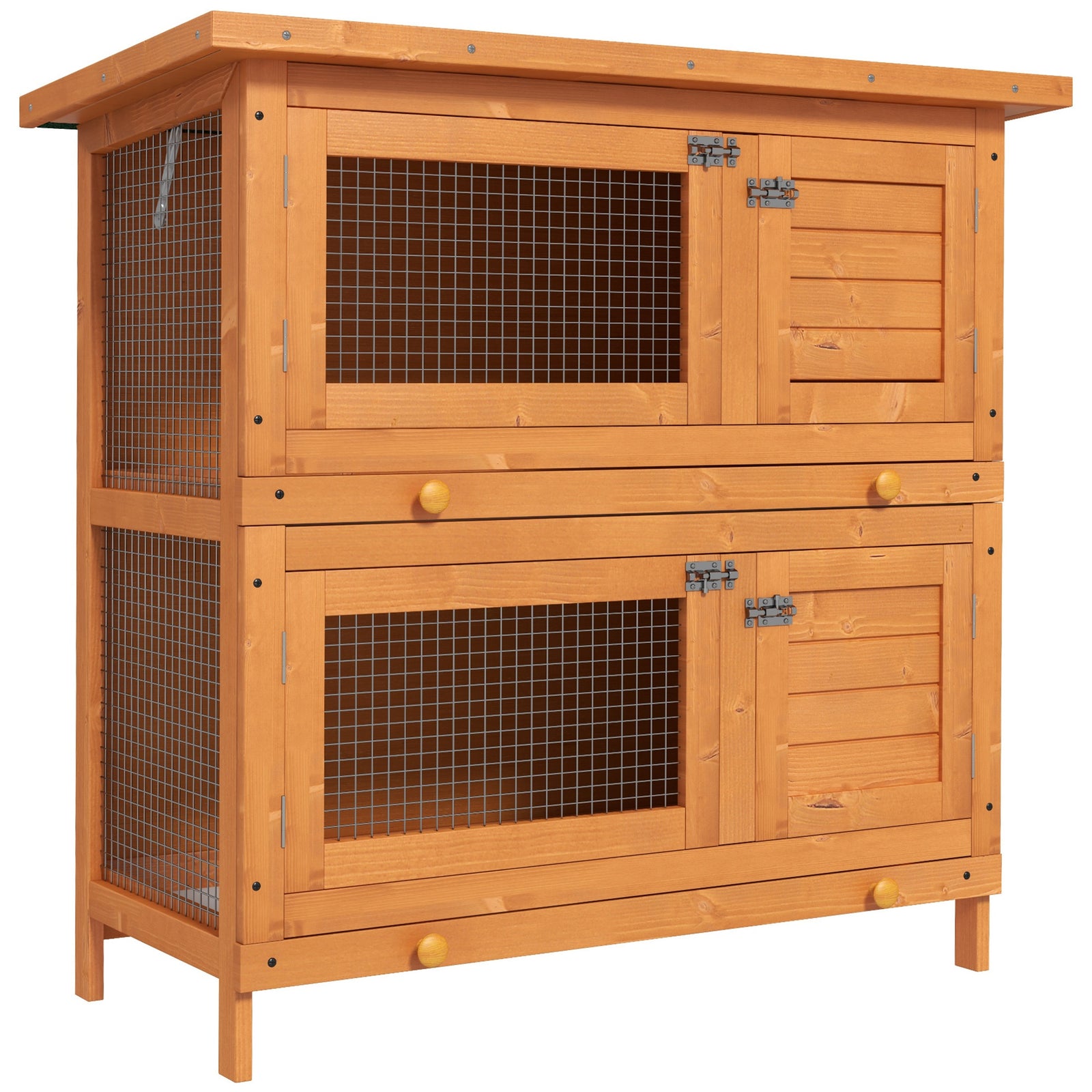 Rabbit Hutch Outdoor Guinea Pig Hutch Wooden Duck House Pet Cage with Opening Roof, 90 x 45 x 90cm