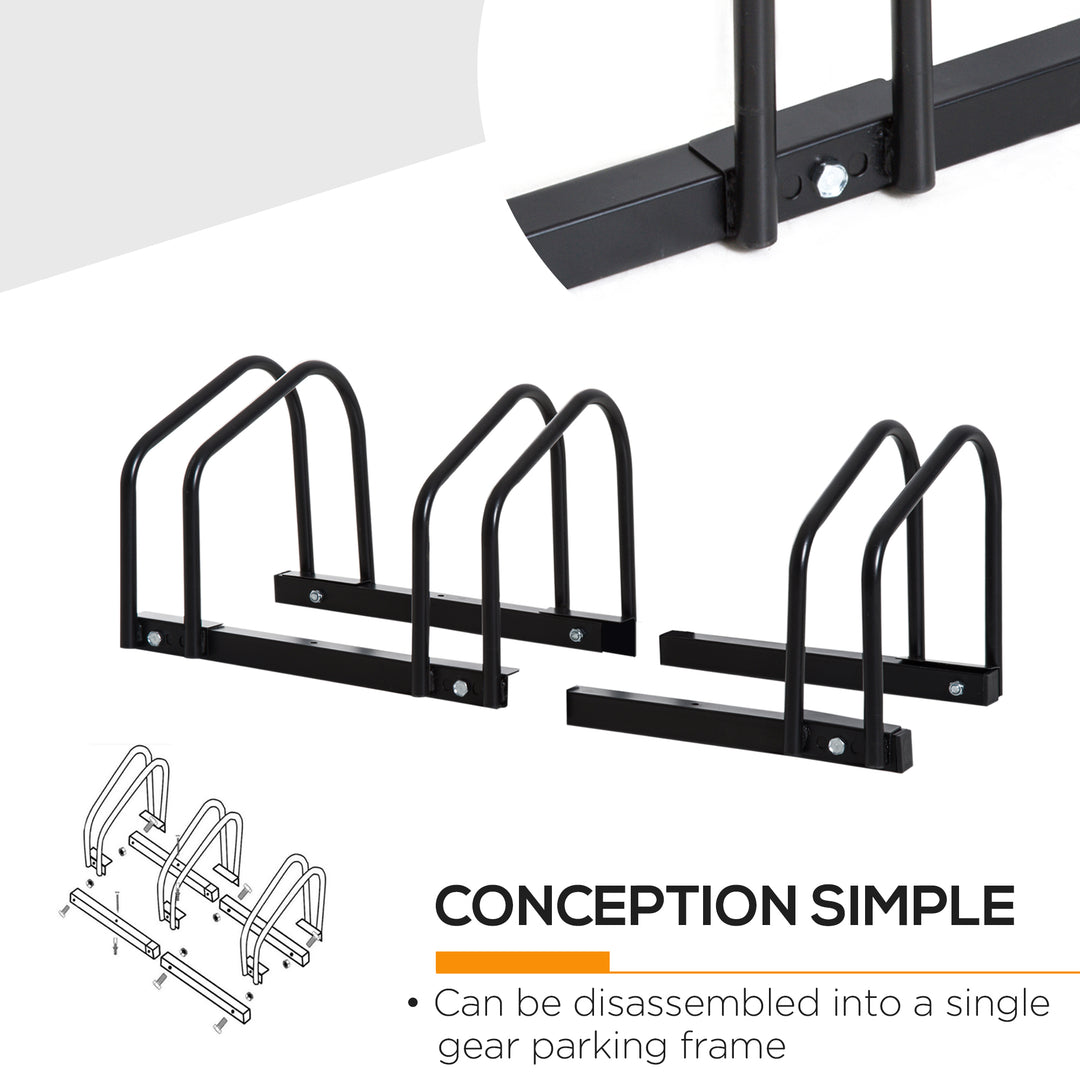 HOMCOM Bike Stand for Parking, Floor or Wall Mount Bicycle Storage Locking Stand, 76L x 33W x 27H, Black | Aosom UK