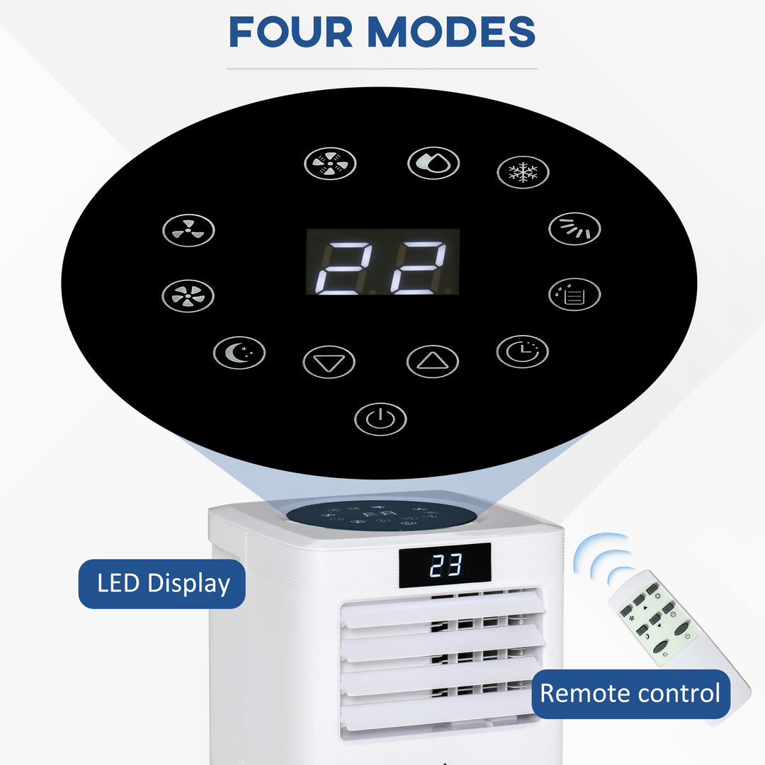 HOMCOM 10000 BTU Air Conditioner Portable AC Unit for Cooling Dehumidifying Ventilating with Remote Controller, LED Display, Timer, White | Aosom UK