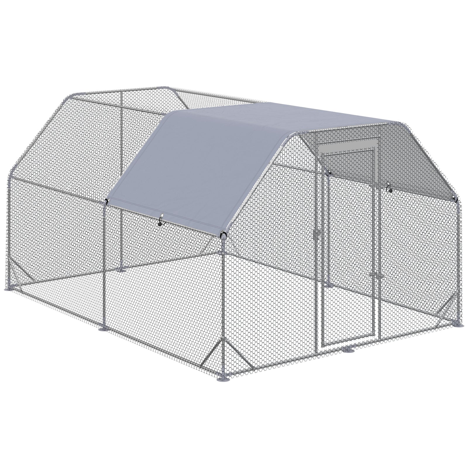 Walk in Chicken Run Chicken Coop Hen House Outdoor with Roof for 10-12 Chickens, 380 x 280 x 195cm