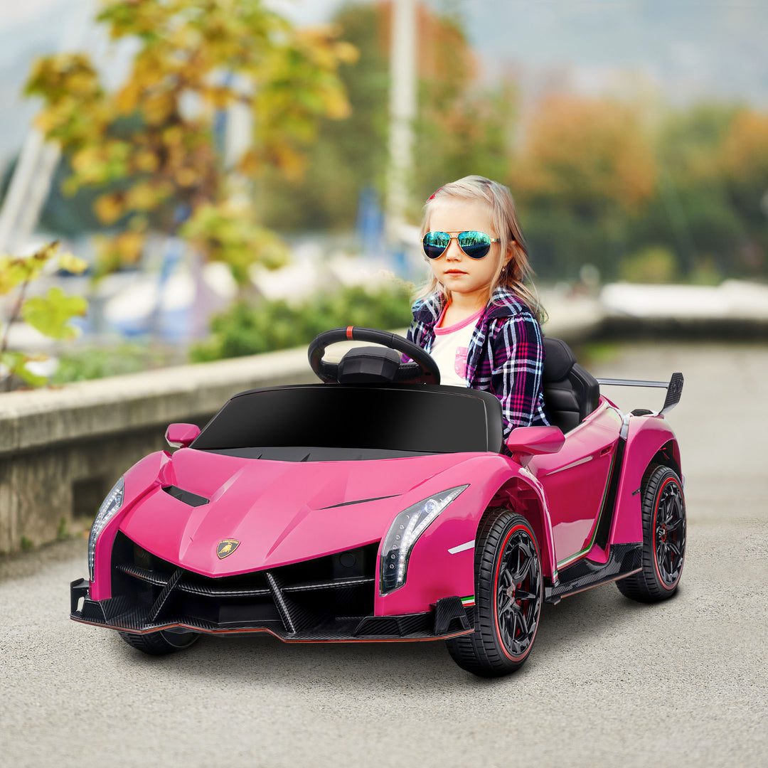 HOMCOM Lamborghini Veneno Licensed 12V Kids Electric Ride on Car w/ Butterfly Doors, Portable Battery, Powered Electric Car w/ Bluetooth | Aosom UK