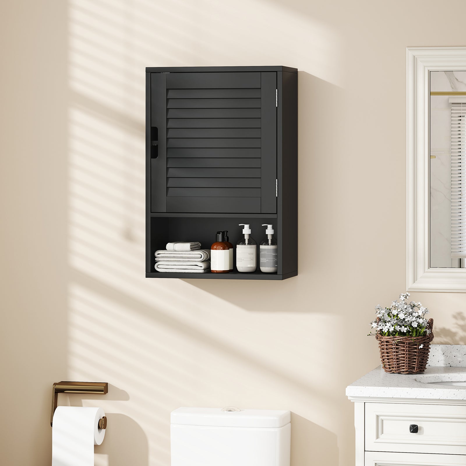 Bathroom Cabinet, Wall Mounted Storage Cabinet with Adjustable Shelves