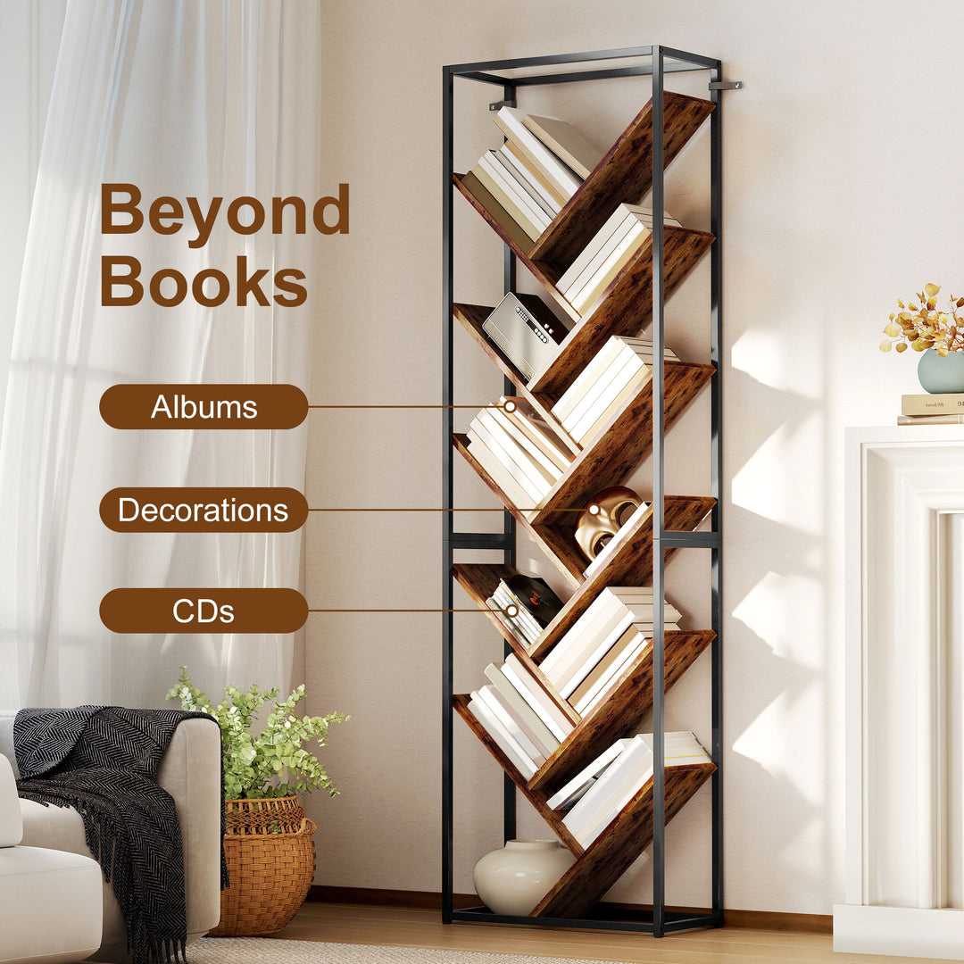 MCL 10 Shelf Industrial-Style Bookshelf - Black/Brown