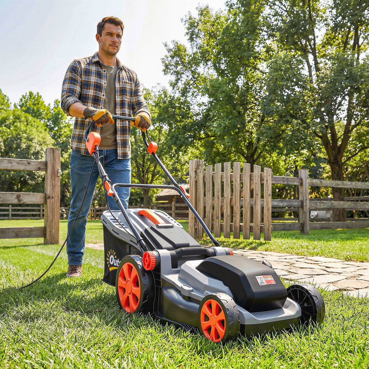 1800W Electric Lawnmower with 40cm Cutting Width, Mulching Feature, 50