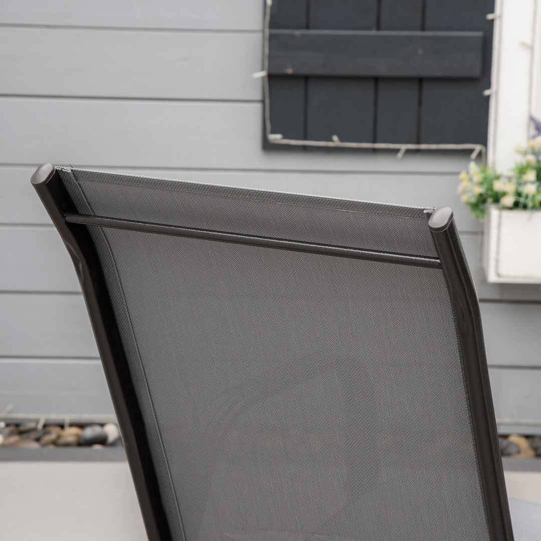 Set of Four Stackable Mesh Seat Chairs - Dark Grey