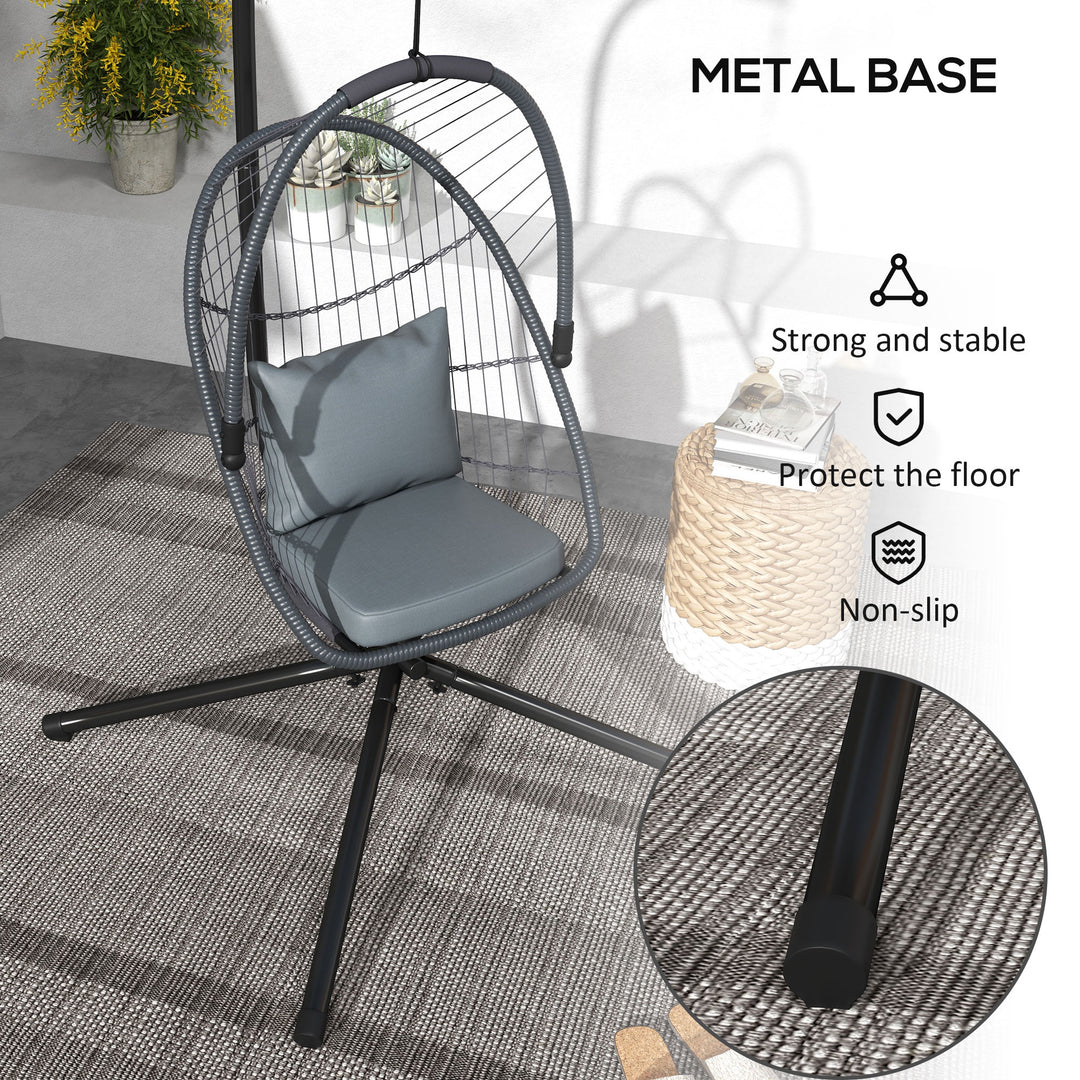 Single Egg Chair, with Steel Frame Stand - Grey