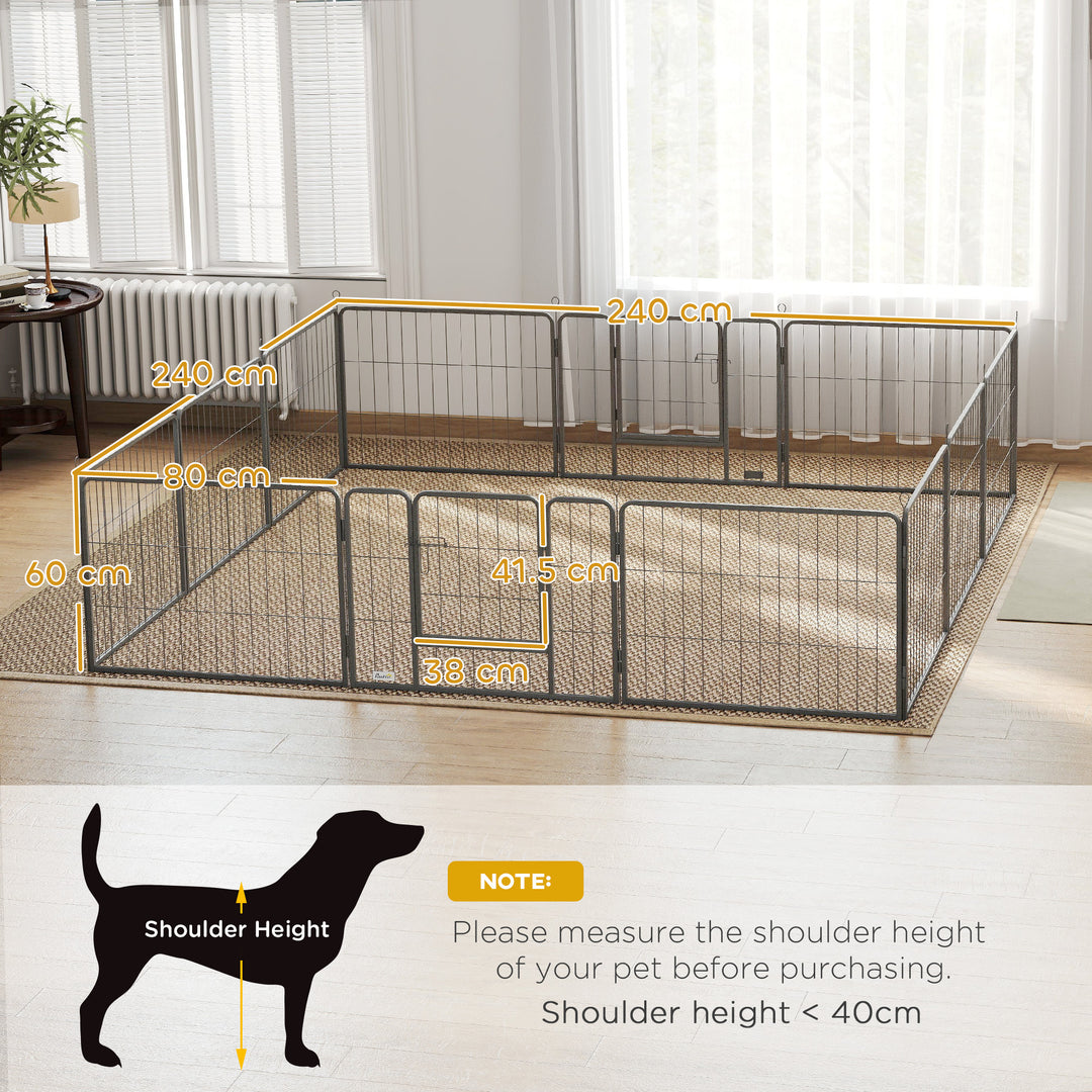 12 Panels Heavy Duty Puppy Playpen, for Small Dogs, Indoor and Outdoor Use - Silver