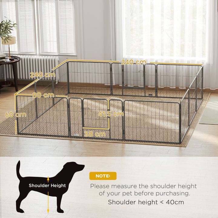 12 Panels Heavy Duty Puppy Playpen, for Small Dogs, Indoor and Outdoor Use - Silver
