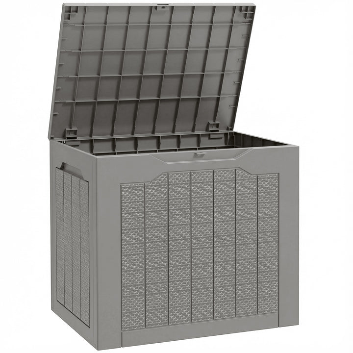 93L Plastic Garden Storage Box, Outdoor Storage Box with Handles, Waterproof Outdoor Storage Container