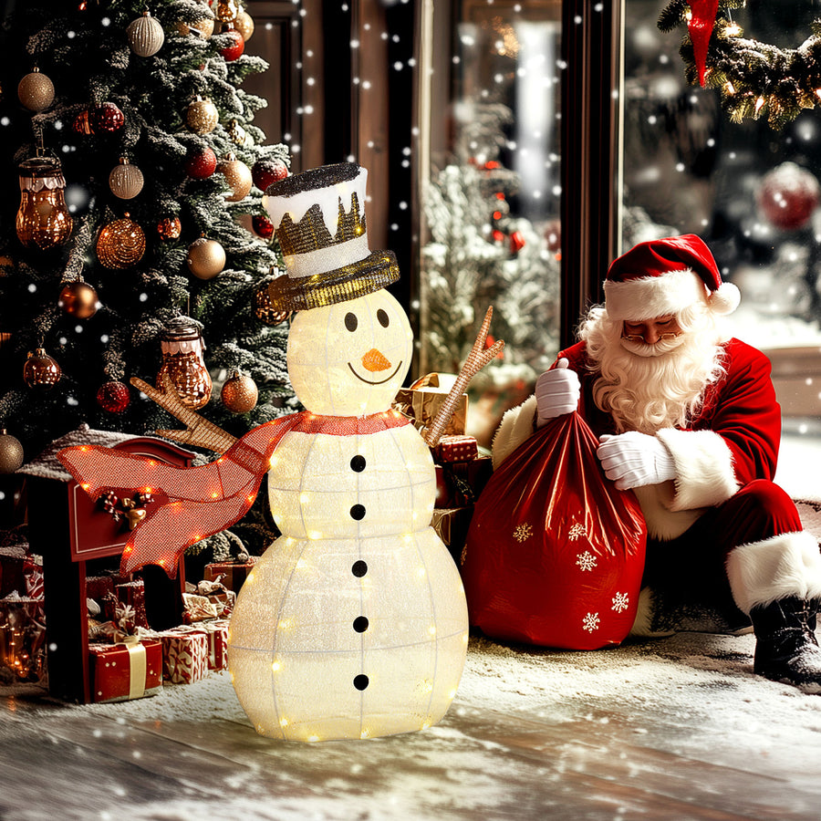3ft 78 LED Light Outdoor Snowman Decoration, with Accessories