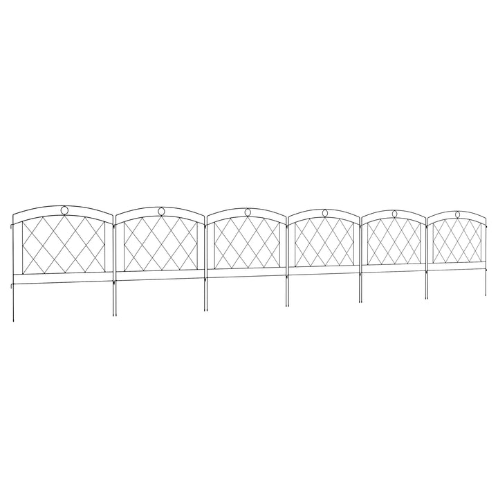 Metal Decorative Outdoor Picket Fence Panels Set of 6, Black